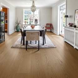 Valinge - Brushed Hardened Real Wood Flooring | Terra Brown Oak Select (Room View)