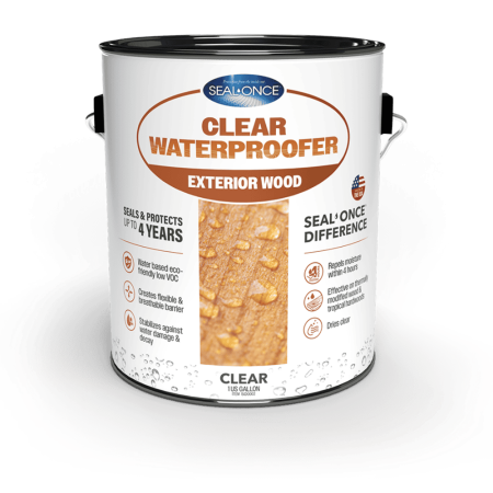 SEAL-ONCE Clear Waterproofer for Exterior Wood. Seals and protects up to 4 years.